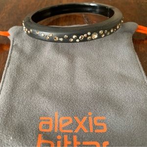 Alexis Bittar classic black lucite hinge bracelet with encrusted crystals